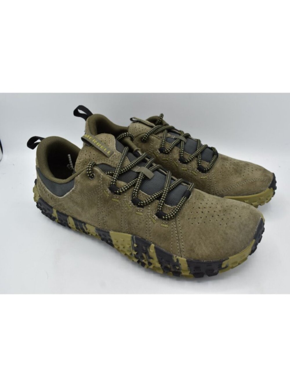 Merrell Mens Size 10 Wrapt Olive Green Leather Lace Up Sneakers Shoes - Picture 3 of 11